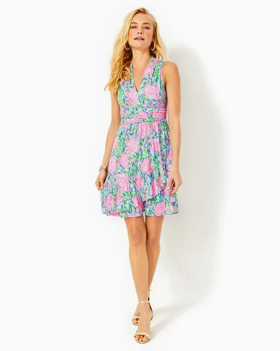 Lilly Pulitzer Annalise V Neck Dress Frenchie Blue Turtley In Love