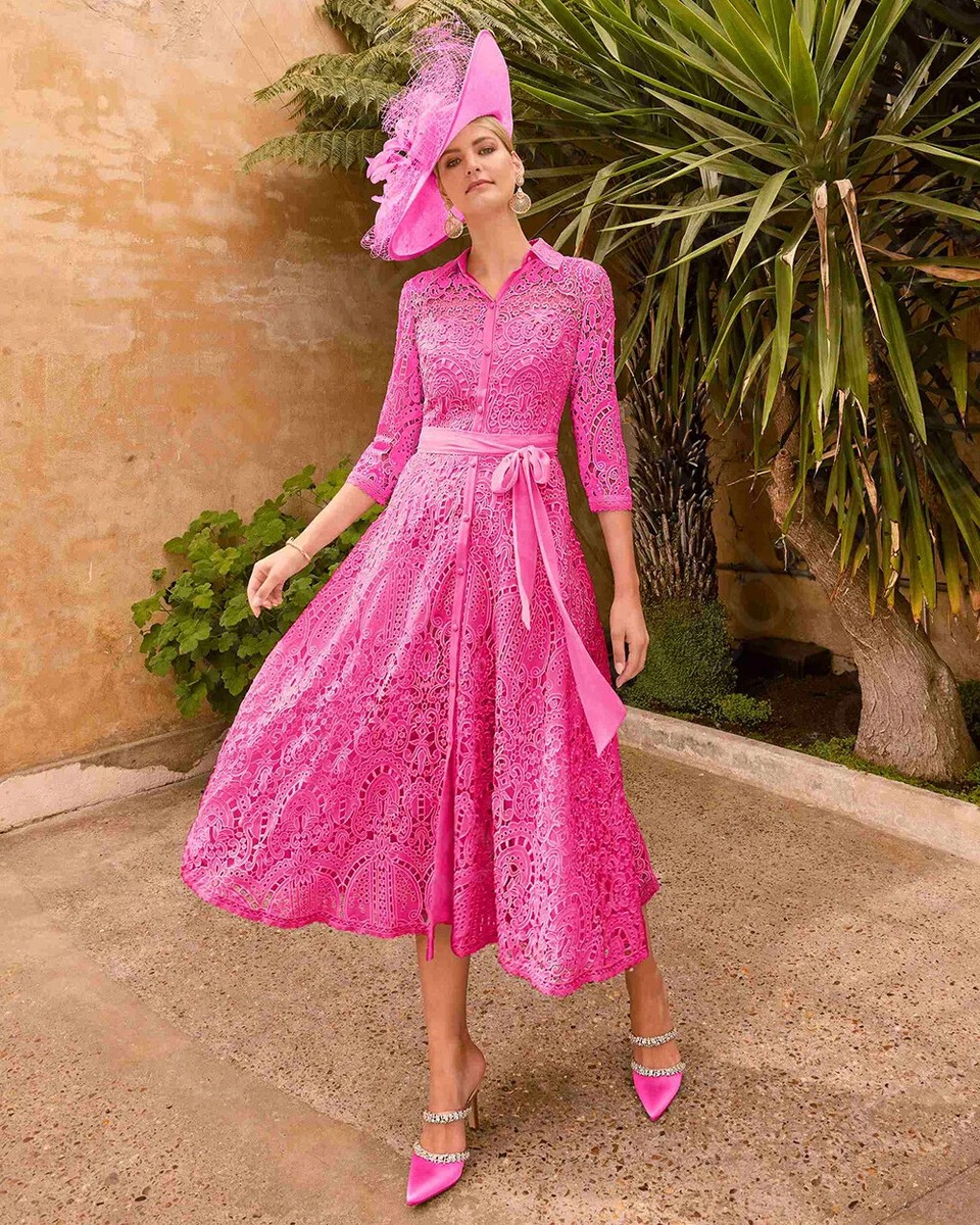 New Pink Mother of the Bride Dresses Lace Mother Gowns Wedding Party Tea  Length | eBay