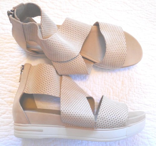 Sandales gladiateur EILEEN FISHER cuir perforé sable croix croisée 7 M - NEUVES