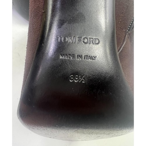 TOM FORD Brown Suede Almond Toe Padlock Ankle Strap Booties Size EU38.5 - Picture 12 of 14