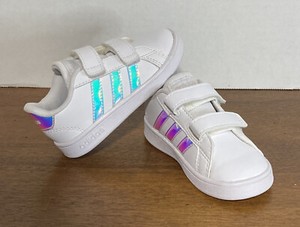 Adidas Grand Court 1 Tennis shoes Girls / Kids White Iridescent Size 6K |  eBay
