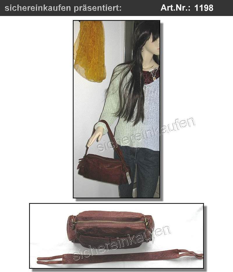 Coole, weiche Fossil Leder-Handtasche in Knautsch-Optik 1198 braun