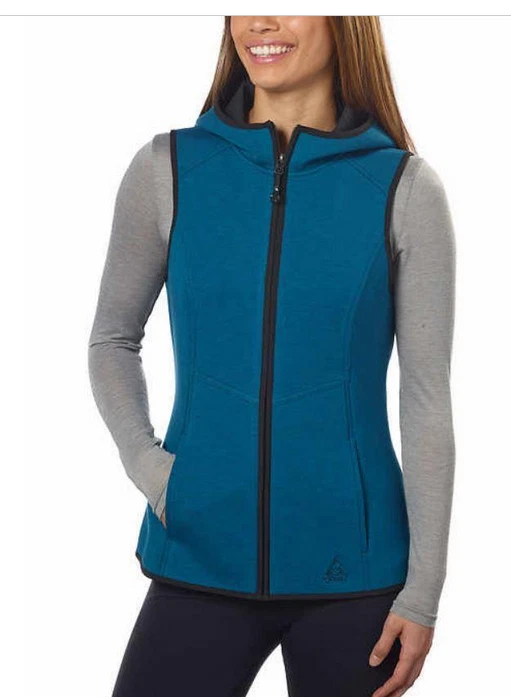 GERRY WOMEN'S LIGHTWEIGHT HOODED KNIT VEST (AMAZON BLUE, SMALL) NWT