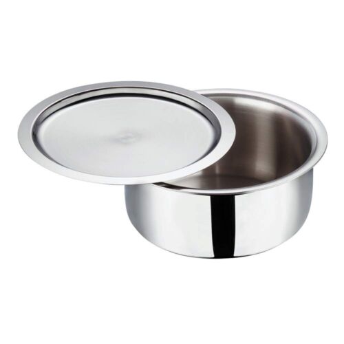 Vinod Platinum Triply Stainless Steel Tope / Patila with Stainless Steel Lid
