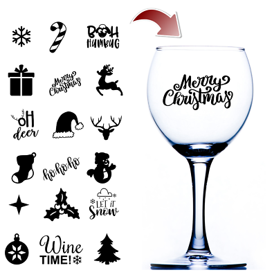 6x Christmas Wine Glass Stickers Xmas Sticker for baubles crafts crafting  Decal | eBay