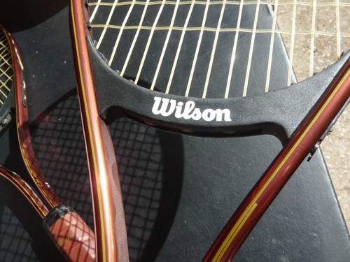 Vintage Butter Soft ProSport Tennis Racqet Bag /w 2 Wilson Ace Midsize L4 + Ball - Picture 9 of 15