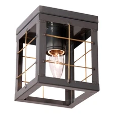Single Ceiling Light with Brass Bars, Country Tin
