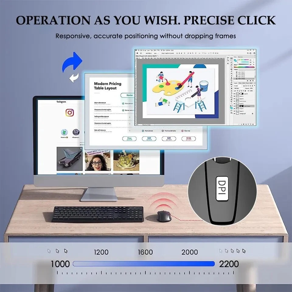 Funk maus kabellos USB für Pc, Laptop, Computer Wireless Mouse USB - Bild 3 von 4