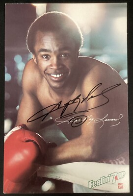 Sugar Ray Leonard Signed 7 Up Advertisement 6x9 Boxing Autograph