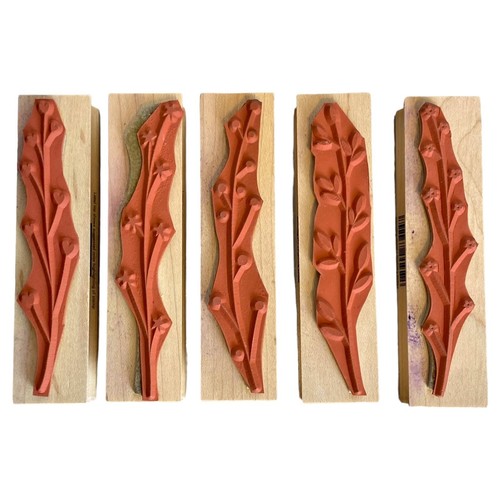 Hero Arts ☆ FANCIFUL FILAMENTS ☆ 5 Wood Mounted Leaf / Flower Rubber Stamps - Picture 2 of 3
