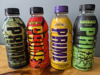 Rare Prime Drink, Lakers, IShowSpeed,Rare Glowberry, Glowberry, Sealed Hydration