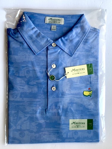 Masters Peter Millar polo golf Shirt XL scenic blue performance pga new - Picture 7 of 10