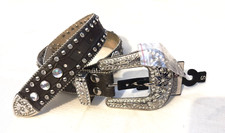 NWT Nocona Brown Leather Studded Rhinestone Women's Belt Size S