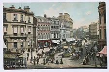 Old postcard CASTLE PLACE, BELFAST NORTHERN IRELAND horse drawn double deck tram