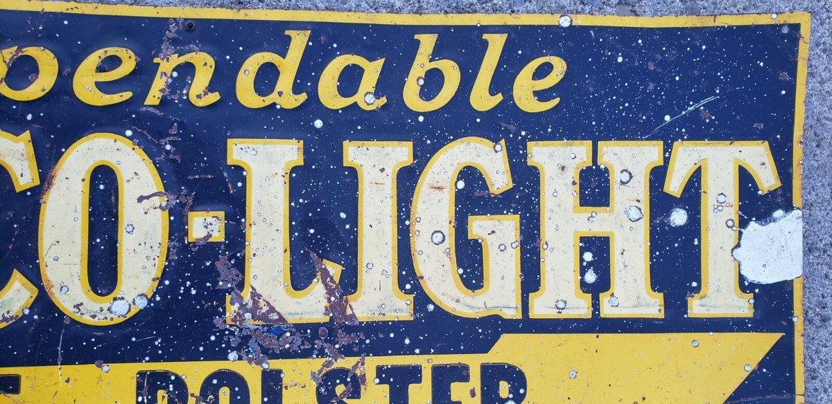 Rare Vintage Delco Light Binghamton NY Embossed Tin Tacker