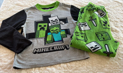 Minecraft Boys Black Green Gray Creeper Zombie Fleece Long Sleeve ...