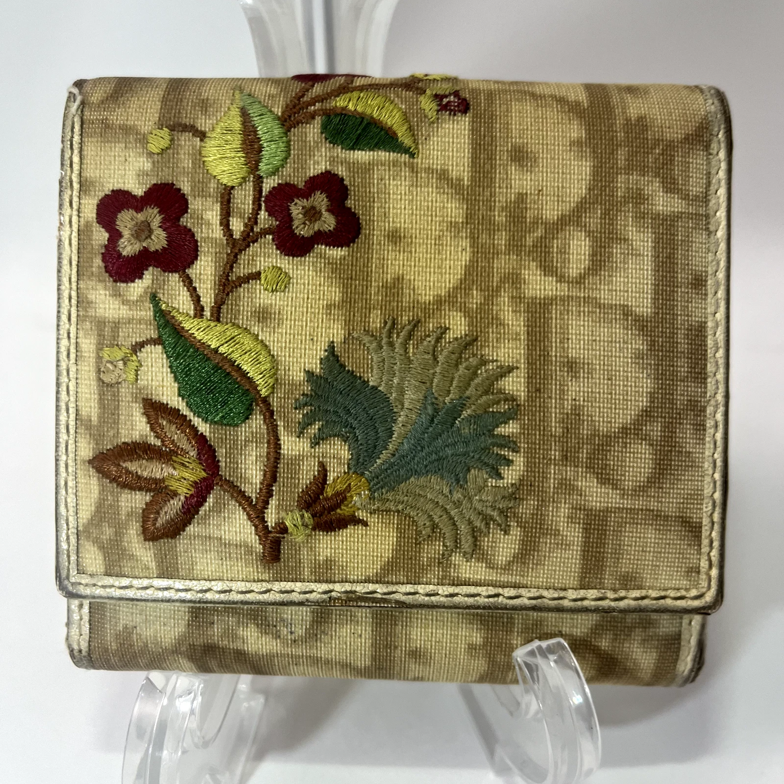 Portefeuille toile fleurie Christian Dior