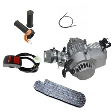 2 Stroke Engine Motor+Chain+Throttle Grips Cable+Kill Switch Kit ATV Dirt Bike