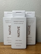 3 Native Body Wash Coconut Vanilla 18 oz Sulfate Paraben Dye Phthalate Free