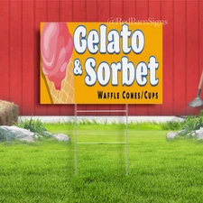 GELATO & SORBET Indoor Outdoor Yard Sign with metal stakes