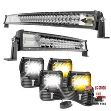 LED Light Bar 50 Inch 22 Inch Curved Led Bar Off Road Light W/ 4pcs 4In 60W