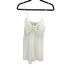 Vintage Y2K Babydoll Lingerie Top Womens M White Open Front Applique Details