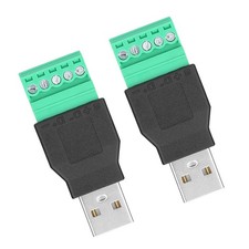 2PCS USB Male To 5-Pin Screw Terminal Adapter Connector