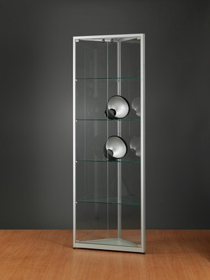 Eckvitrine WMS H500-H-Tech, silber, dreieckig