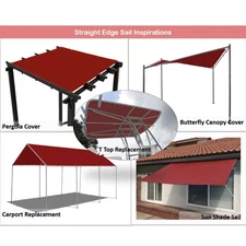 Alion Home Straight Edge Waterproof Sun Shade Sail Canopy Patio Awning Red 8X16'
