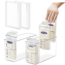 Breastmilk Storage Container with Freezer Flattener Kit to Flatten Standing B...