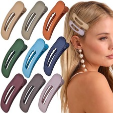 9PCS Small Flat Hair Clips Neutral Color Claw 1 Count Pack of 9 , Beige
