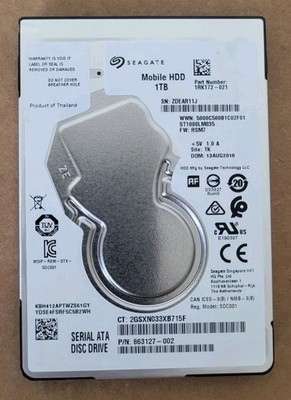 Seagate   Mobil HDD 1TB   PN# 1RK172-021   Genuine HP Laptop Hard Drive