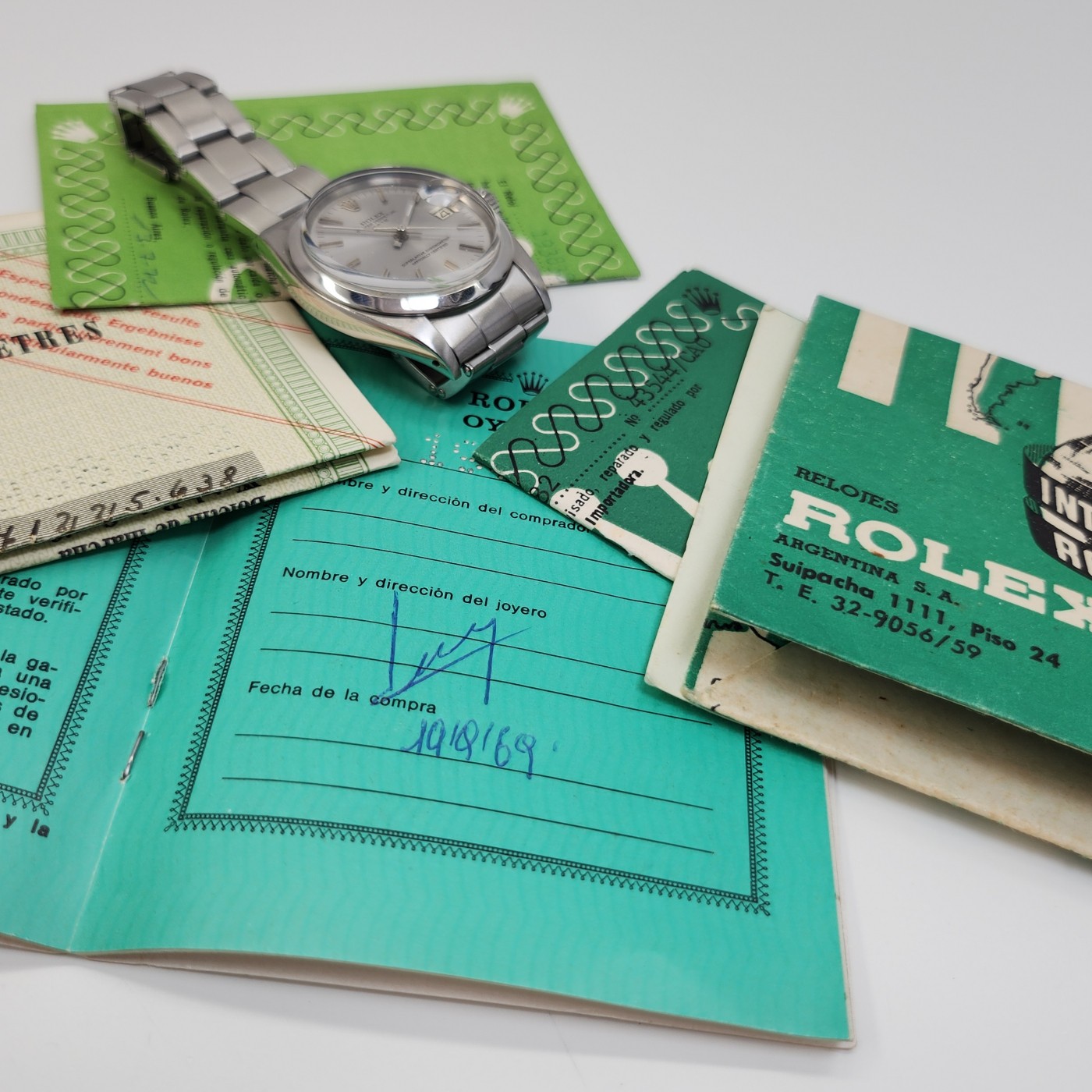 1969 Rolex Date 34mm Silver Dial Steel Oyster Automatic Men's Watch 1500