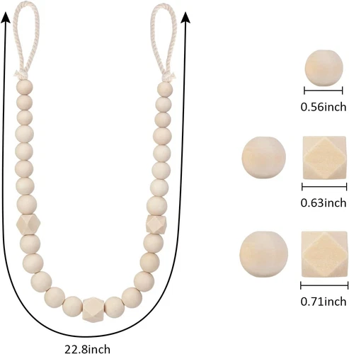 Wood Bead Curtain Tiebacks, KLOGTSIND Set of 6 Holdbacks for - Picture 2 of 6