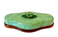 Art Deco Era Cambridge Glass Co Wildflower Vanity Box with Dupont Pyralin Cover