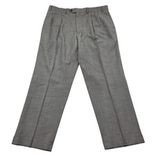 Lauren Ralph Lauren 100 Wool Pleated Pants Gray Blue Micro Check Mens 38x30