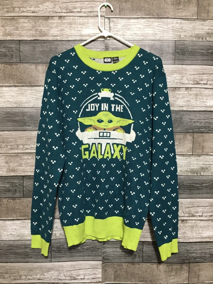 Star Wars Yoda Joy In The Galaxy Christmas Sweater Adult XL Teal Blue Green - Image 4 of 4