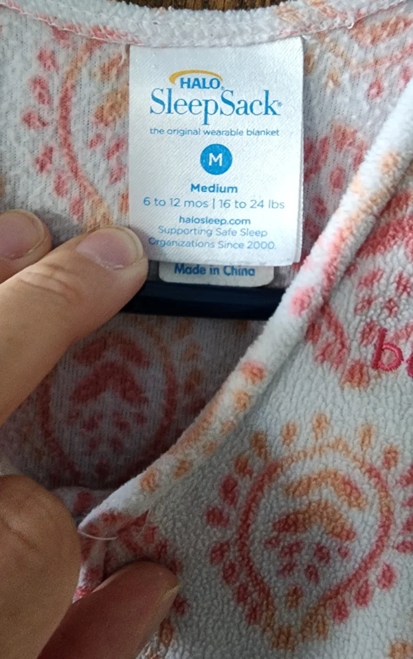 Cobertor vestível de lã saco de dormir halo bebê menina tamanho médio 6-12M 16-24 lb - Imagem 2 de 4