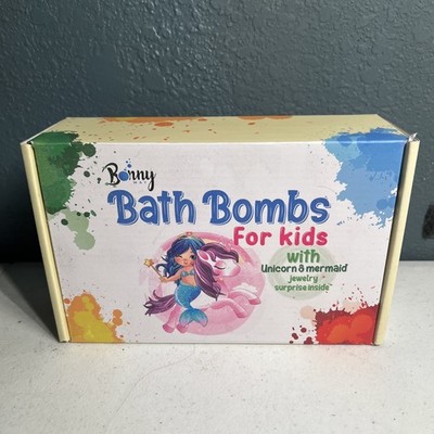 Bath Bombs for Kids and Women 6 Bath Bombs Unicorn & Mermaid Jewelry Inside