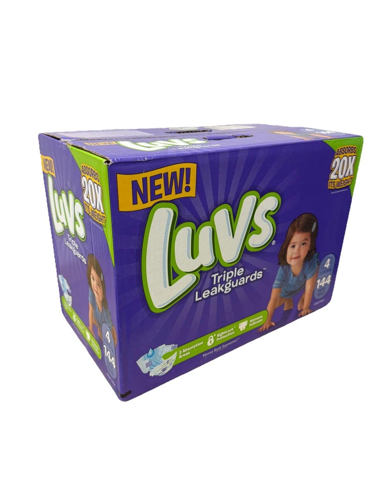 Vintage Luvs Triple Leakguards Diapers Size 4 22-37 Lbs - 144 ct RARE