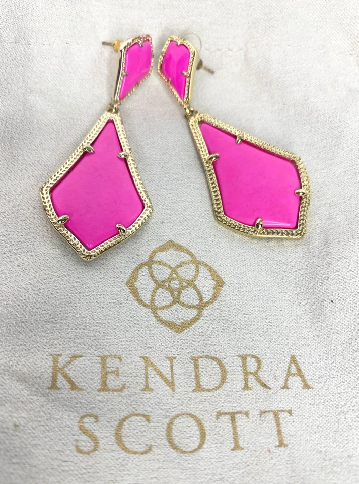 Kendra Scott Pink Magenta Alexa Earrings In Gold Tone - Image 3 of 4