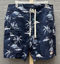 Tommy Bahama Relax Board Shorts Mens 34 Blue Palm Trees Back Pocket Drawstring