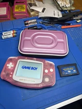 Transparent Pink Gameboy Advance Backlit IPS GBA Nintendo V5 Case 1800 mah USBC