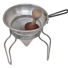 Vintage Wear Ever Cone Sieve Strainer Colander w/Stand Wooden Pestle Set No 475