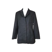 Vintage 1990s Lands End Blazer Womens 6 Cashmere Wool Gray Minimalist Academia