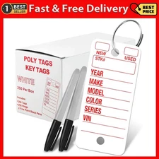 Poly Tag White Key Tags with Ring - 250 Count - Includes Rings and 2