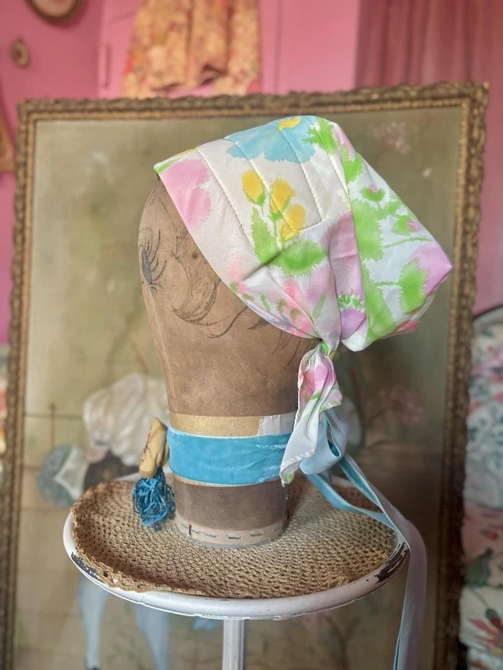 Vintage 60s/70s Watercolor Floral Handkerchief Headscarf Foto 2 de 4