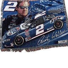 Vintage Rusty Wallace Portait Metallic Throw Blanket Nascar Auto Racing Tapestry