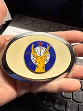 Vintage BPOE Elks Lodge Belt Buckle B.P.O.E. Elk Club Oval Silver White Retro