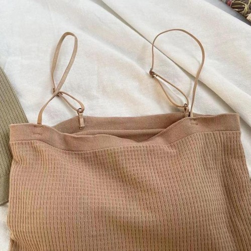 Summer Women's Cuffless Chest Cushion Waffle Top for Leisure Activities - Picture 7 of 24
